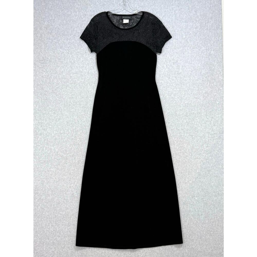 Vtg Connected Apparel Velvet Maxi Dress Sz 8 Whimsigoth Elegant Evening Sparkle